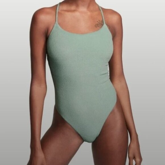 NWT Victoria's Secret Sage Green Terrycloth One-Piece Swimsuit XL - Picture 1 of 15